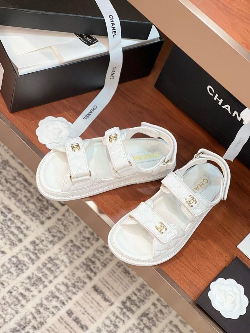 Chanel White Dad Sandals
