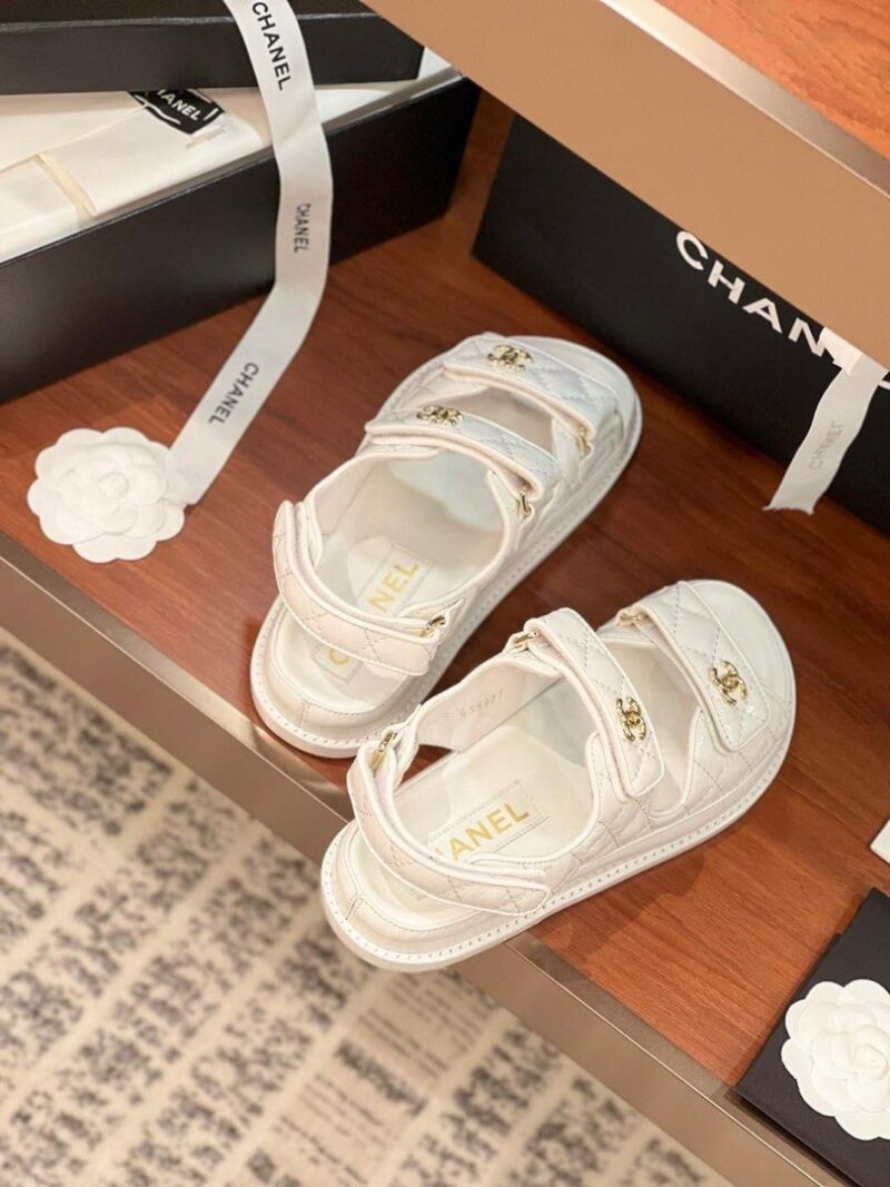 Chanel White Dad Sandals