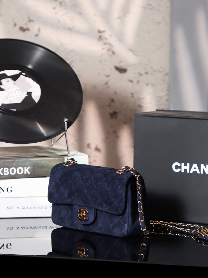CHANEL Vintage Double Flap Bag Suede