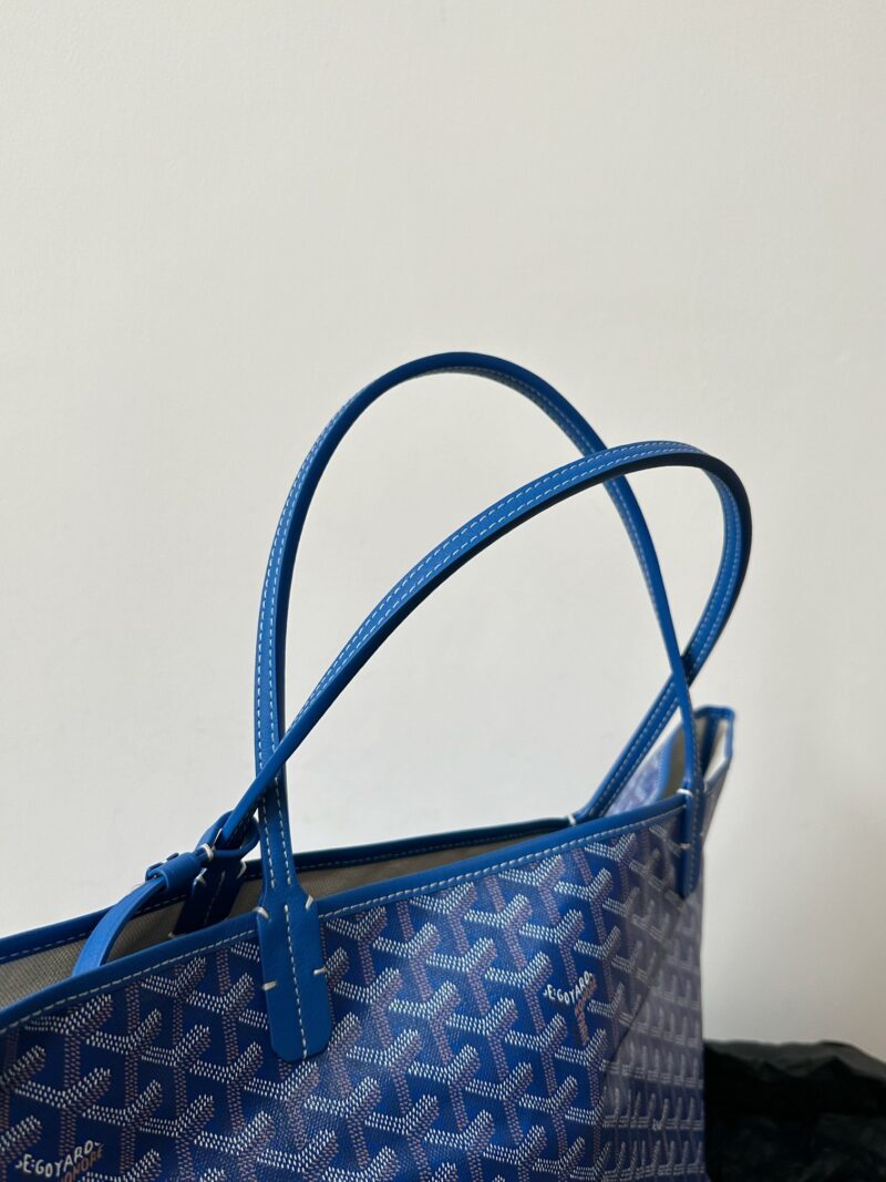 Goyard Blue Goyardine Canvas & Chevroches Calfskin Saint Louis PM Tote