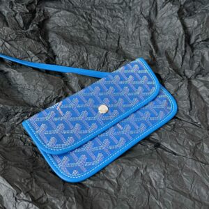 Goyard Blue Goyardine Canvas & Chevroches Calfskin Saint Louis PM Tote