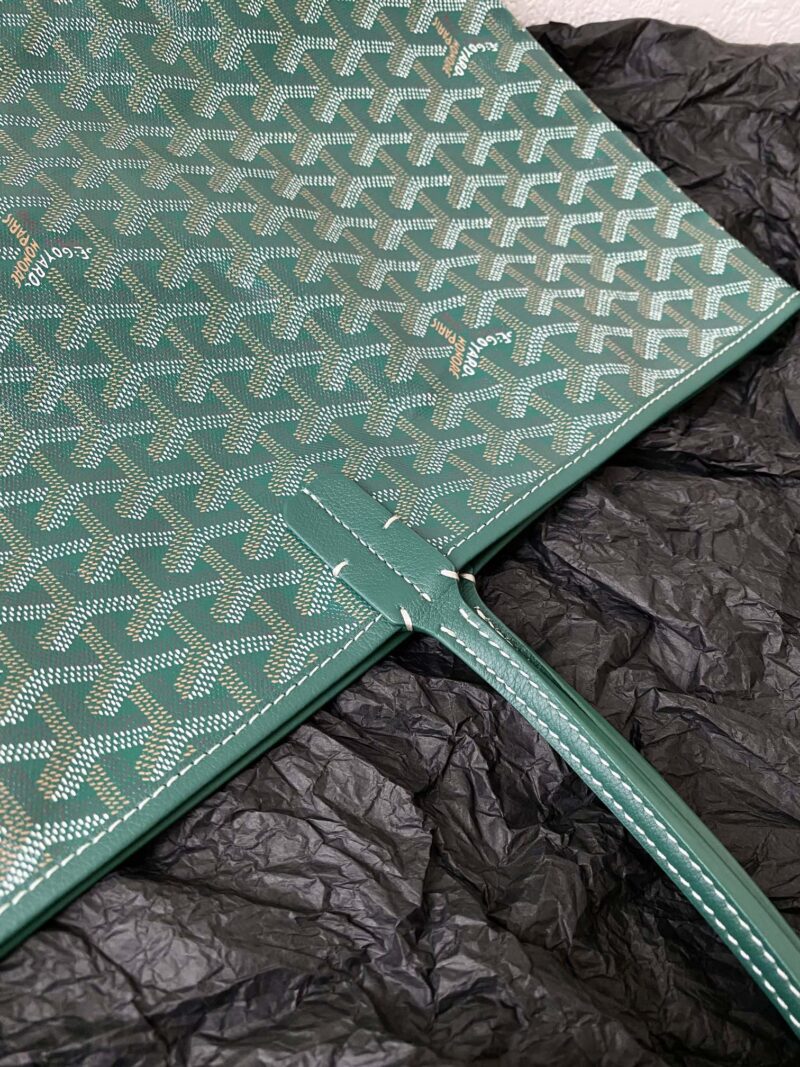 Goyard Green Goyardine Canvas & Chevroches Calfskin Saint Louis PM Tote