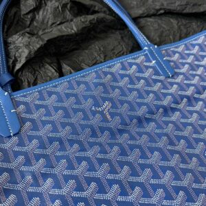 Goyard Blue Goyardine Canvas & Chevroches Calfskin Saint Louis PM Tote