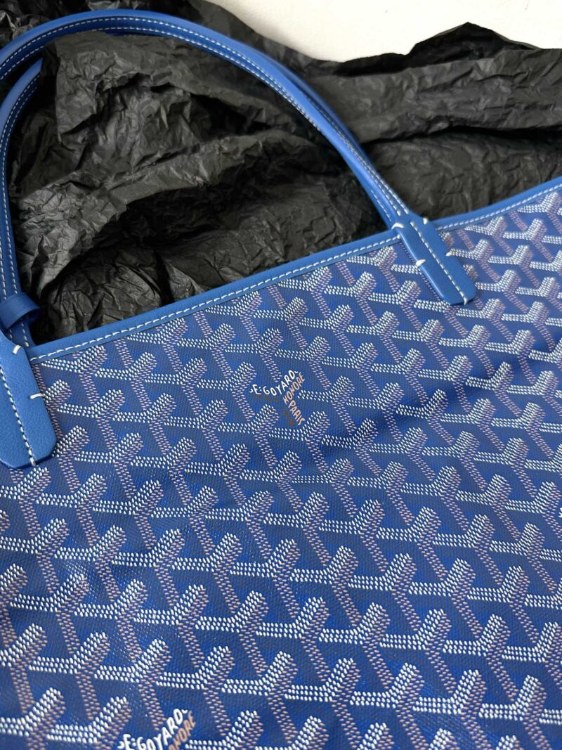 Goyard Blue Goyardine Canvas & Chevroches Calfskin Saint Louis PM Tote