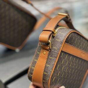 Saint Laurent  Canvas Smooth Calfskin Le Monogramme Camera Bag Chestnut