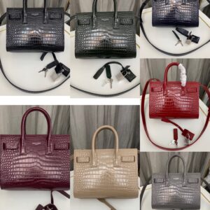 Saint Laurent Paris Saint Laurent Red Croc Embossed Leather Nano Classic Sac De Jour Tote
