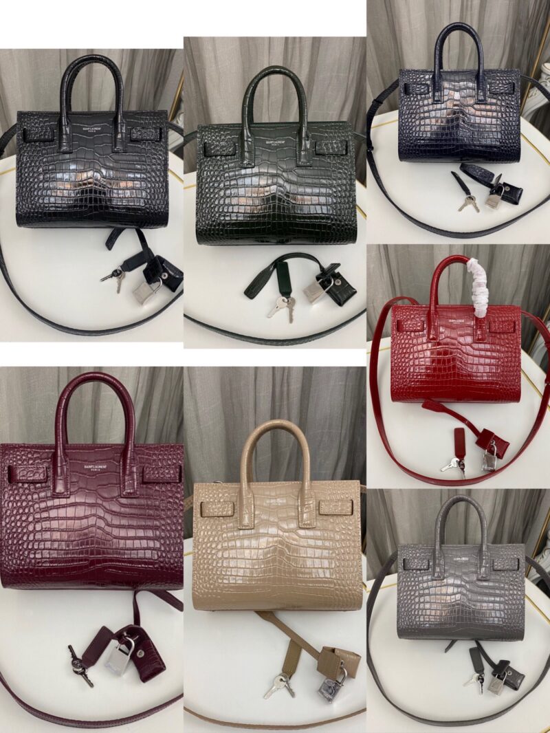 Saint Laurent Paris Saint Laurent Red Croc Embossed Leather Nano Classic Sac De Jour Tote