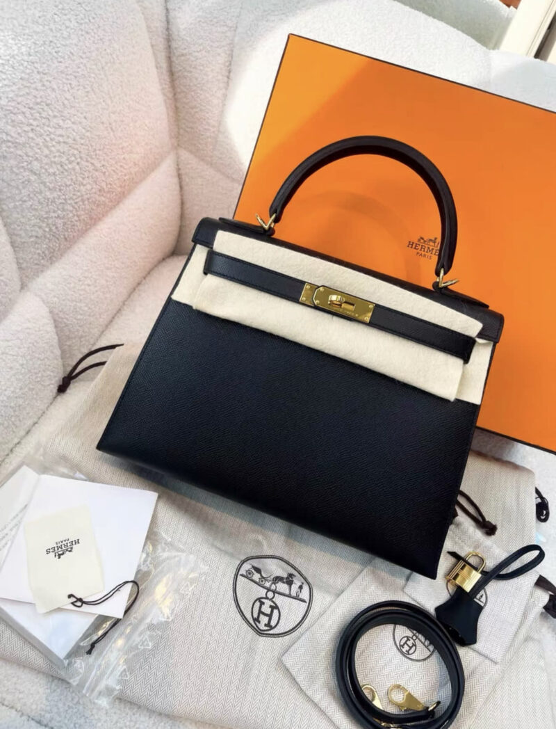 g1edfo2jnmv8l0itwb0o Hermes Kelly 28 Black Gold Hardware Epsom