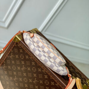 LV KEEPIT BUMBAG 29 IN WHITE GREY CHECKERBOARD PATTERN DAMIER AZUR COATED CANVAS