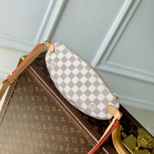 LV KEEPIT BUMBAG 29 IN WHITE GREY CHECKERBOARD PATTERN DAMIER AZUR COATED CANVAS