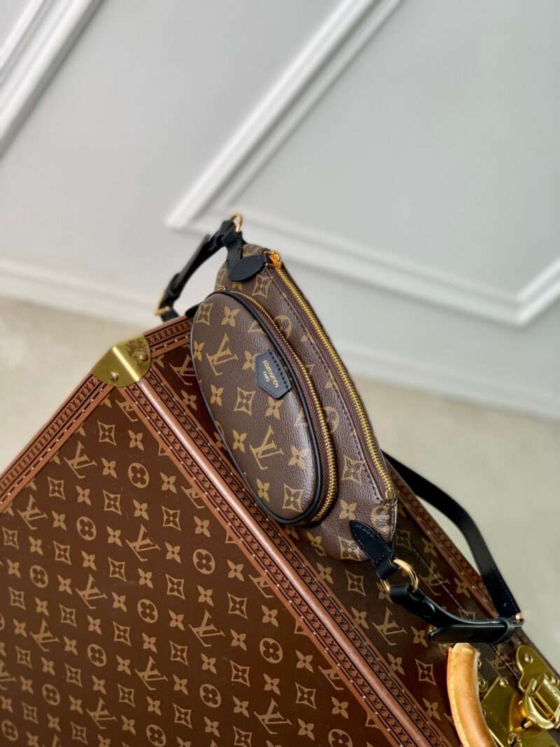 LV KEEPIT BUMBAG 29 IN BROWN DAMIER AZUR COATED MONOGRAM CANVAS