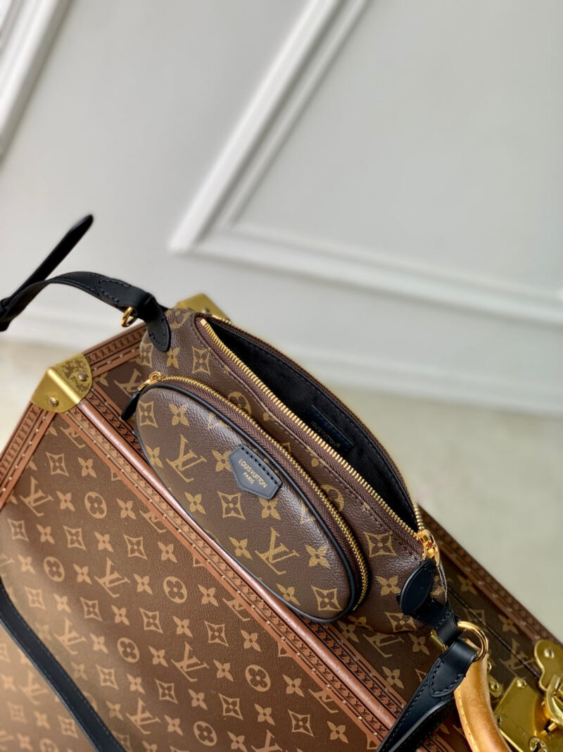 LV KEEPIT BUMBAG 29 IN BROWN DAMIER AZUR COATED MONOGRAM CANVAS