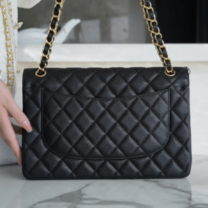 img_0131 CHFLAP BAG JUMBO 30CM GOLD HARDWARE BLACK CAVIAR