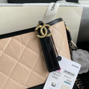 CHANEL GABRIELLE MINI 20 HOBO BAG IN ALMOND BEIGE MIX BLACK