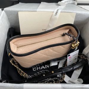 CHANEL GABRIELLE MINI 20 HOBO BAG IN ALMOND BEIGE MIX BLACK