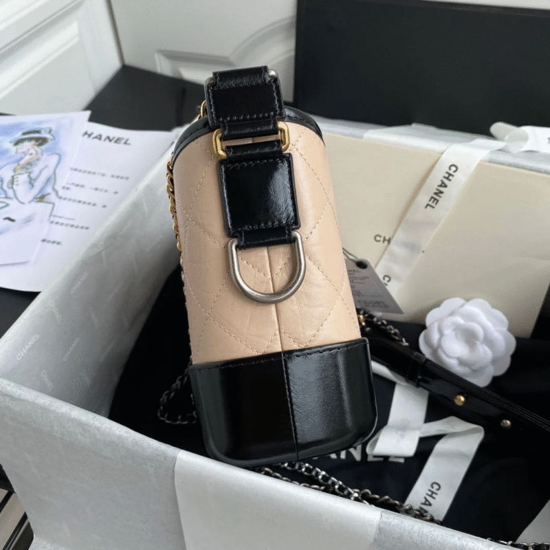 CHANEL GABRIELLE MINI 20 HOBO BAG IN ALMOND BEIGE MIX BLACK