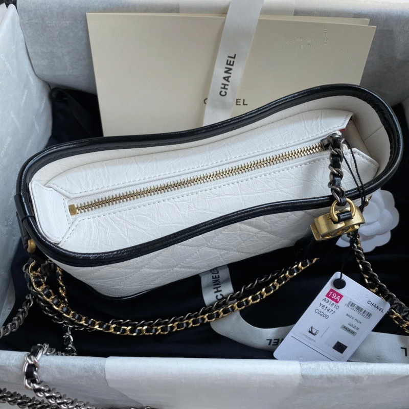 CHANEL GABRIELLE MINI 20 HOBO BAG IN WHITE MIX BLACK