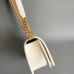 CHANEL MEDIUM 25 BOY BAG IN WHITE LAMBSKIN GOLD HARDWARE