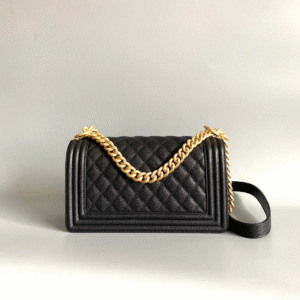 CHANEL MEDIUM 25 BOY BAG IN BLACK LAMBSKIN GOLD HARDWARE