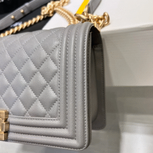 CHANEL BOY BAG MEDIUM 25 GREY CAVIAR GOLD HARDWARE