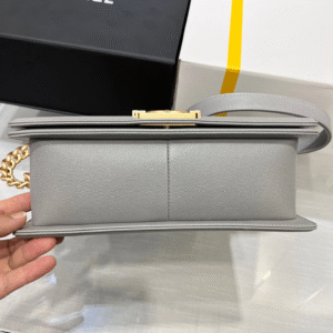 CHANEL BOY BAG MEDIUM 25 GREY CAVIAR GOLD HARDWARE