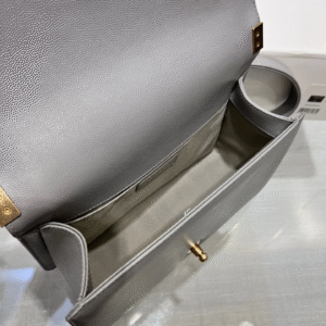 CHANEL BOY BAG MEDIUM 25 GREY CAVIAR GOLD HARDWARE