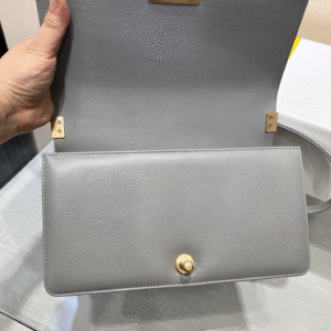 CHANEL BOY BAG MEDIUM 25 GREY CAVIAR GOLD HARDWARE