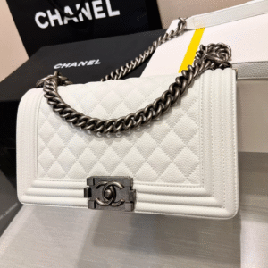 BOY BAG MEDIUM 25 WHITE CAVIAR RUTHENIUM HARDWARE
