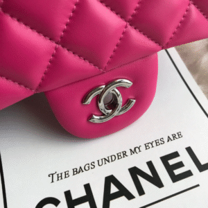 CHANEL 20 CLASSIC SMALL DOUBLE FLAP BAG IN DEEP PINK CALFSKIN