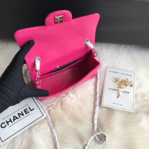 CHANEL 20 CLASSIC SMALL DOUBLE FLAP BAG IN DEEP PINK CALFSKIN