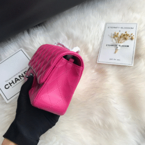 CHANEL 20 CLASSIC SMALL DOUBLE FLAP BAG IN DEEP PINK CALFSKIN