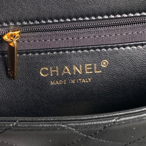 CHANEL MEDIUM FLAP BAG 26 IN BLACK CALFSKIN GOLD DOUBLE C THICK CHAIN