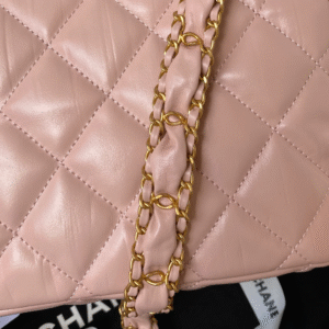 CHANEL SMALL FLAP BAG 20 IN PEACH PINK LAMBSKIN GOLD HARDWARE