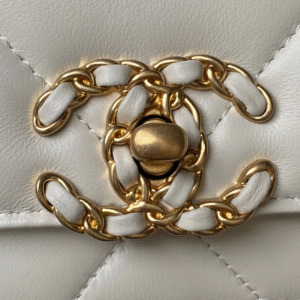 CHANEL 19 WOC 19CM WHITE LAMBSKIN GOLD