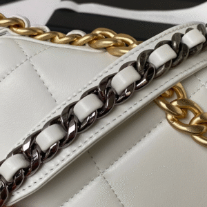 CHANEL 19 WOC 19CM WHITE LAMBSKIN GOLD