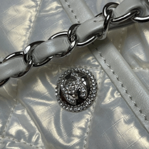 CHANEL CC LARGE 35 BOWLING BAG IN WHITE CALFSKIN