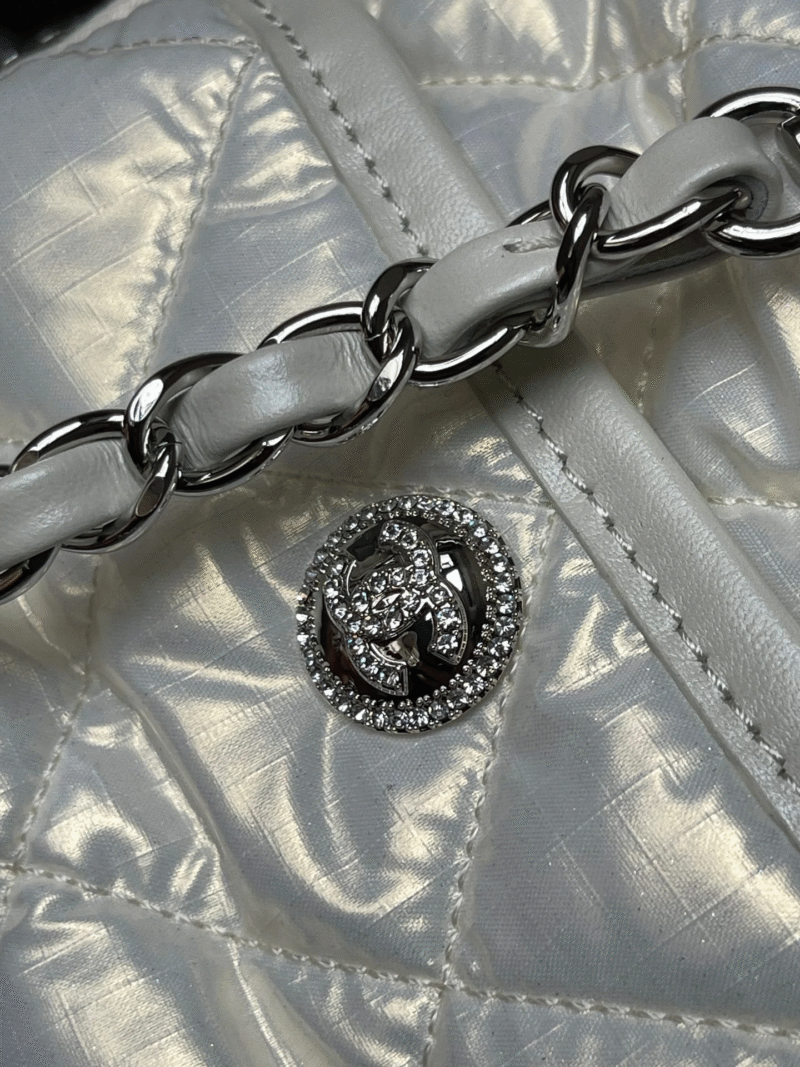 CHANEL CC LARGE 35 BOWLING BAG IN WHITE CALFSKIN