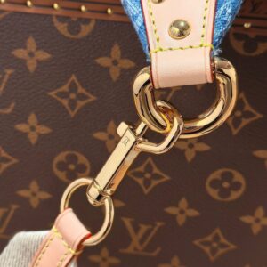 LV 25S BUMBAG 38 IN BLUE MONOGRAM DENIM LEATHER TRIM GOLD HARDWARE
