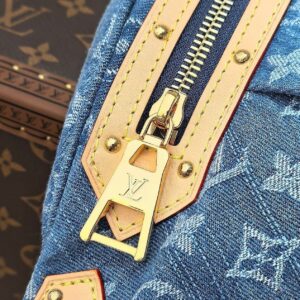 LV 25S BUMBAG 38 IN BLUE MONOGRAM DENIM LEATHER TRIM GOLD HARDWARE