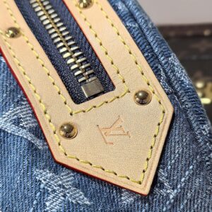 LV 25S BUMBAG 38 IN BLUE MONOGRAM DENIM LEATHER TRIM GOLD HARDWARE