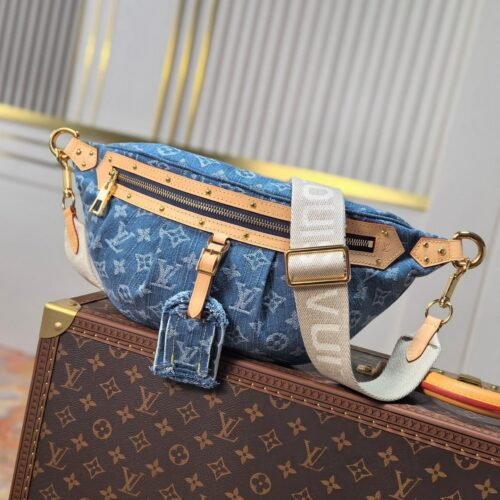 img_0f11e37c_20250707_i1751869583_8580_0_jpg LV 25S BUMBAG 38 IN BLUE MONOGRAM DENIM LEATHER TRIM GOLD HARDWARE