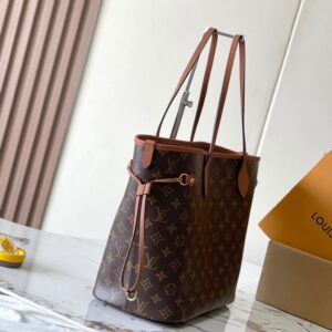 LV NEVERFULL INSIDE OUT MM IN BROWN MONOGRAM CANVAS AND CALFSKIN TRIM