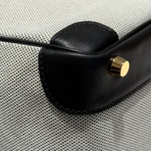 HERMES QUADRILLE BIRKIN 30 IN BLACK SWIFT WHITE TOILE CANVAS