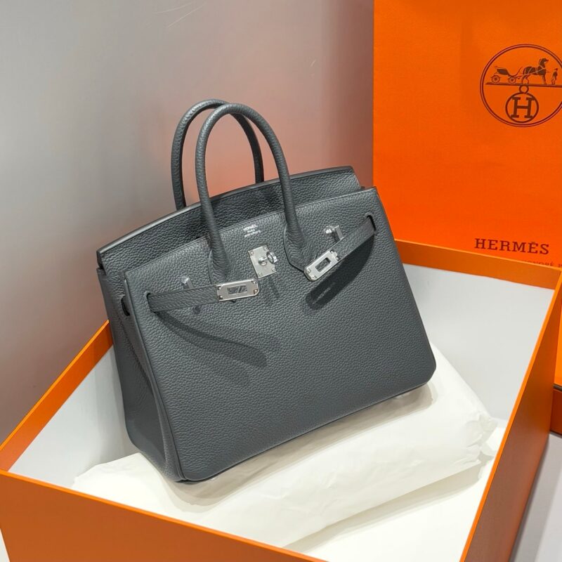 HERMES BIRKIN 25 IN CHARCOAL GRAY SILVER HARDWARE