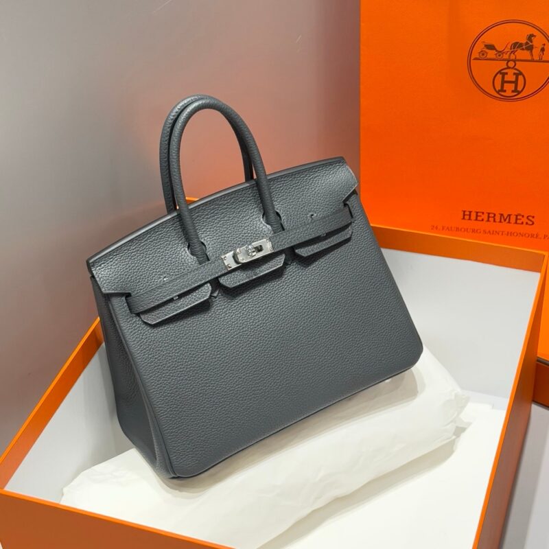HERMES BIRKIN 25 IN CHARCOAL GRAY SILVER HARDWARE