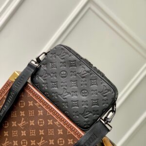 LV ALPHA NANO BAG 24 IN BLACK MONOGRAM SHADOW EMBOSSED COWHIDE