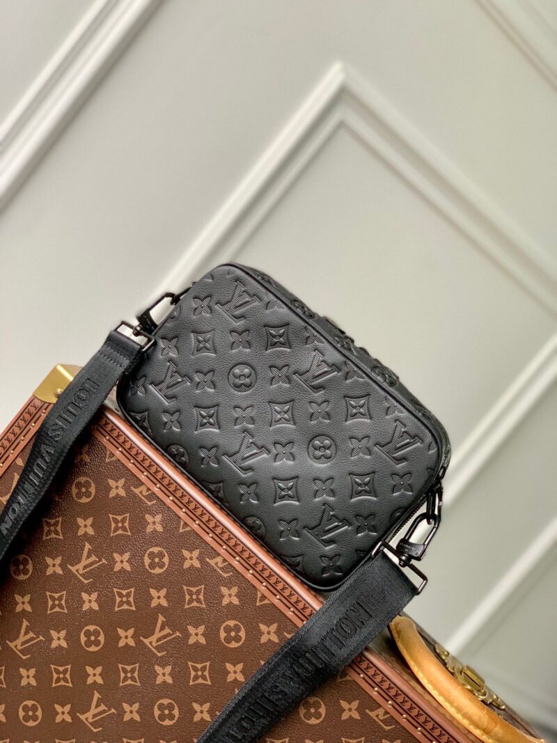 LV ALPHA NANO BAG 24 IN BLACK MONOGRAM SHADOW EMBOSSED COWHIDE