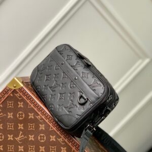 LV ALPHA NANO BAG 24 IN BLACK MONOGRAM SHADOW EMBOSSED COWHIDE