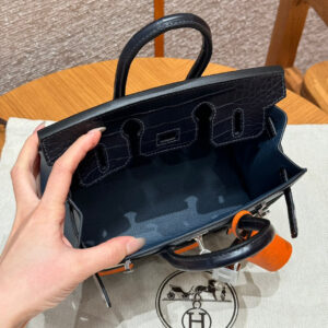HERMES BIRKIN FAUBOURG TOUCH 20 IN NAVY BLUE WITH SILVER HARDWARE