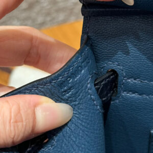 HERMES BIRKIN FAUBOURG TOUCH 20 IN NAVY BLUE WITH SILVER HARDWARE